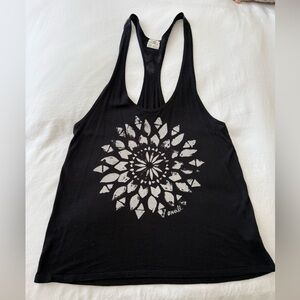 O'Neill Black Racerback Tank with White Mandala Graphic